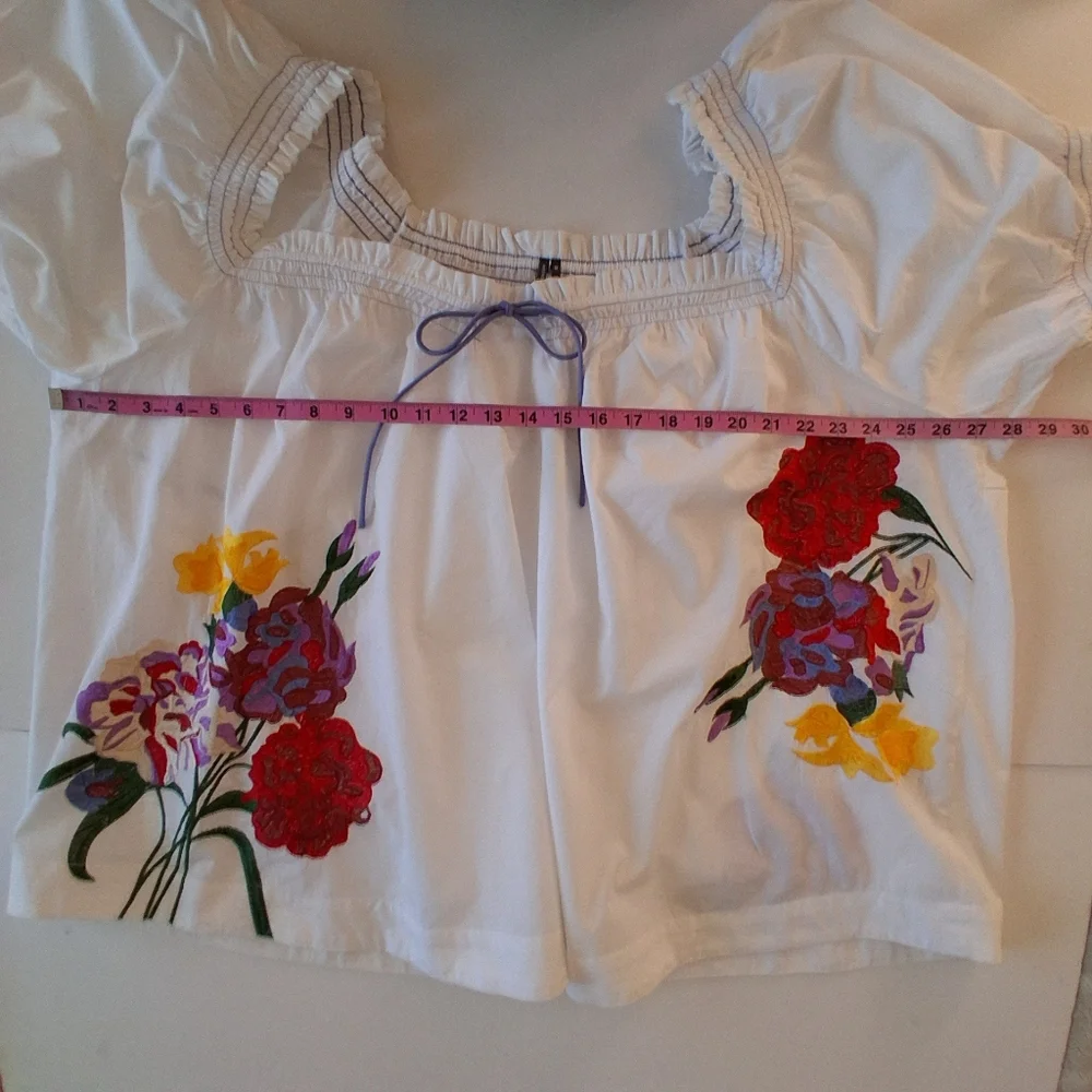 NEW Anthropologie Multicolor Embroidered Blouse Top Plus Sz 3X NWT *Flaw*